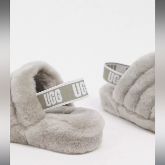 UGG Fluff Yeah slide slippers in grey goat size 9 - Picture 3 of 4